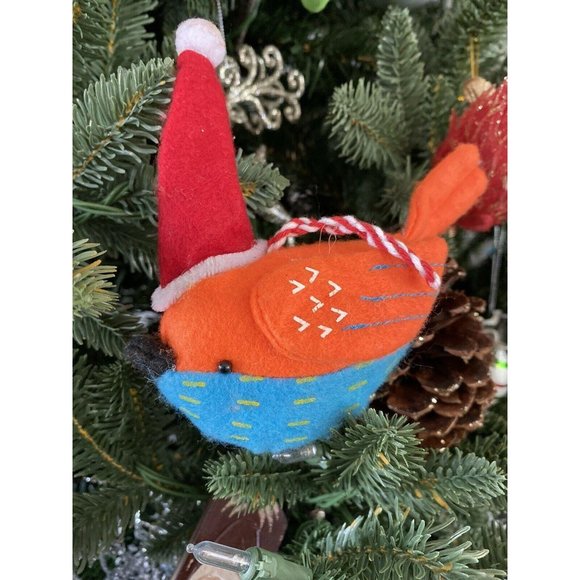 Lot of 3 Felt Santa Claus Bird and Elf Ornaments - Picture 11 of 12
